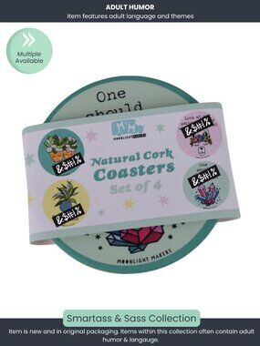 Moonlight Makers Funny Natural Cork Coasters – Set of 4